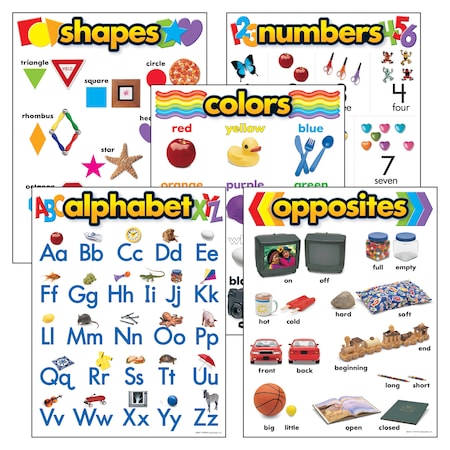 Trend Enterprises Kindergarten Basic Skills Learning Charts Combo Pack, PK5 T38920